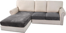 Velvet Stretch Sectional Couch Covers 3 Pieces Sofa Seat Cushion Covers L Shape