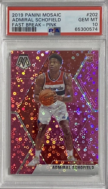 2019 Panini Mosaic #202 Admiral Schofield NBA RC Fast Break Pink #16/20 PSA 10