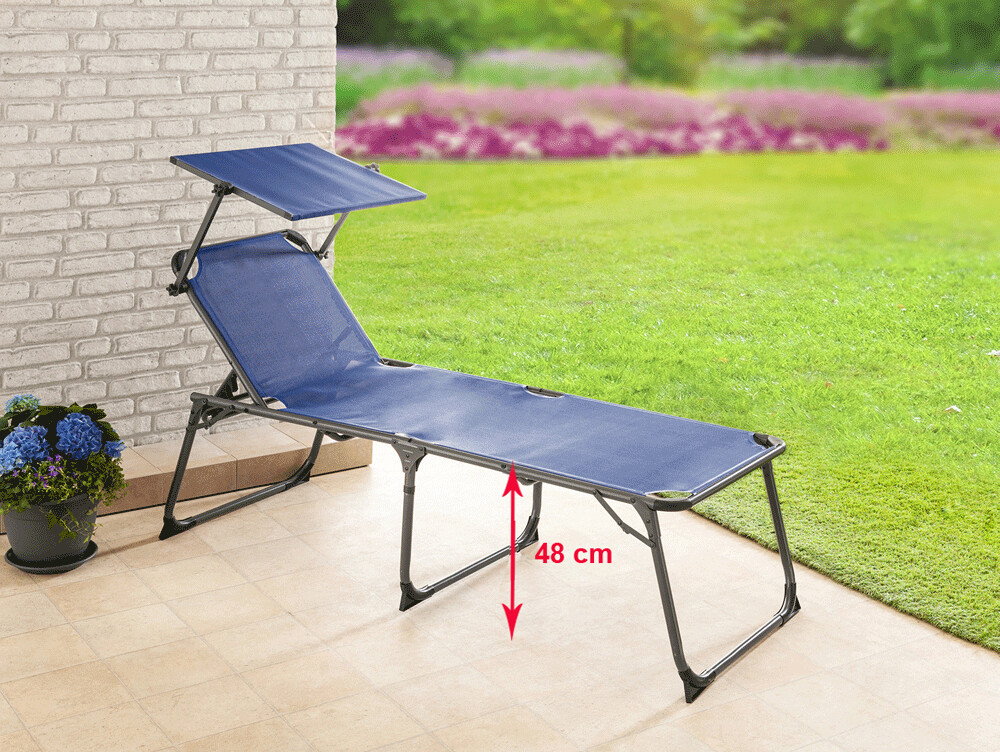 XXL SONNENLIEGE klappbar EXTRA HOCH mit Sonnendach