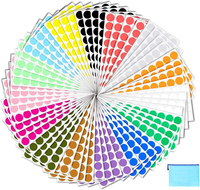 Pack of 2400 3/4'' round Color Coding Circle Dot Sticker Labels - 15 Assorted Col