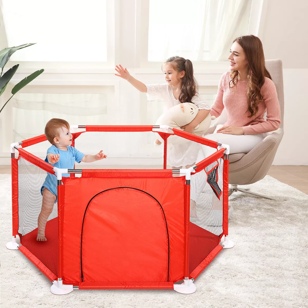 Baby Playpen Kids Activity Center Foldable Play Yard Safety Gate