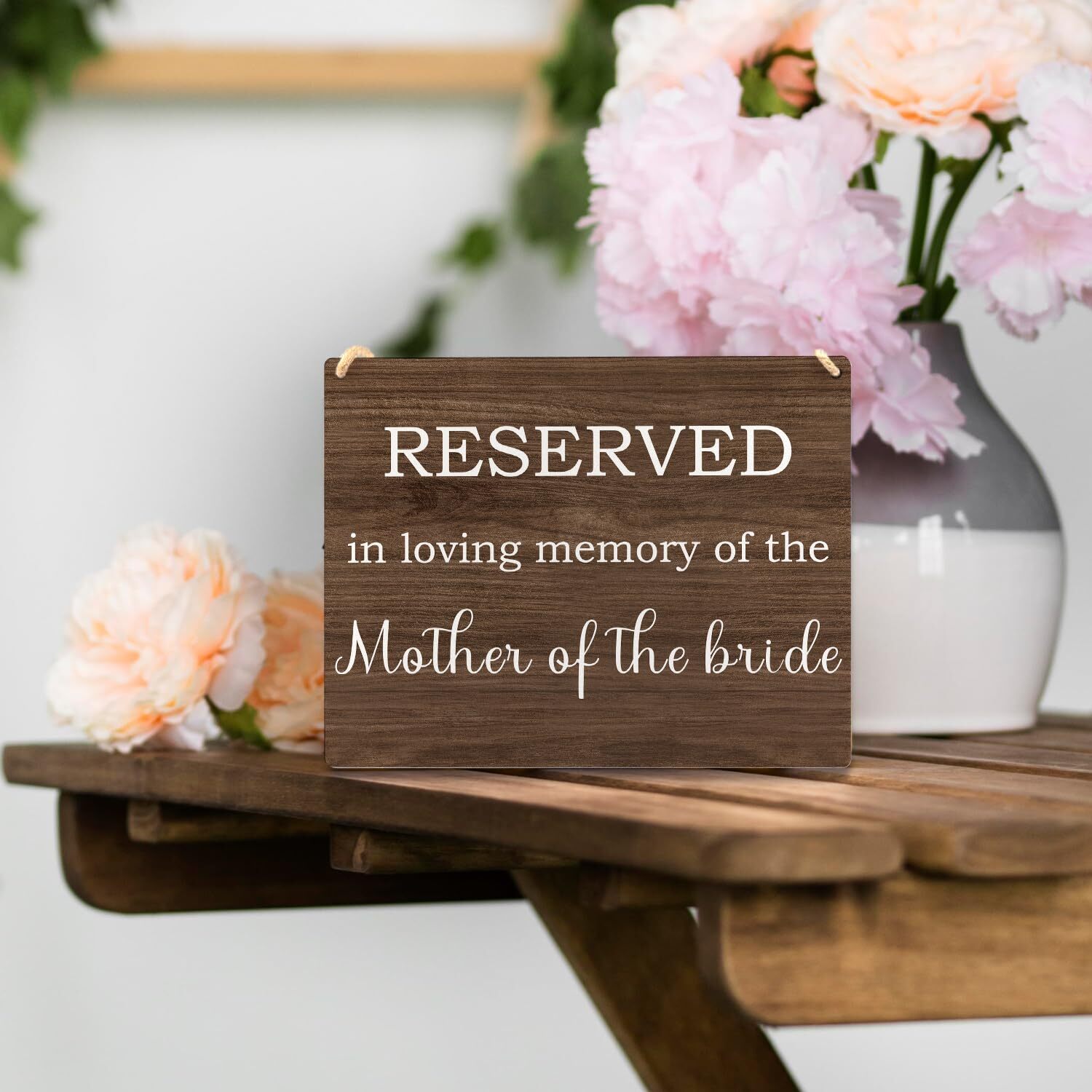 как выглядит Wedding Memorial Sign In Loving Memory of Mother of Bride Wooden Plaque фото