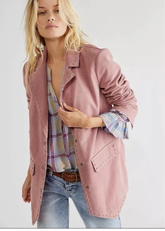 Pink suede best sale blazer