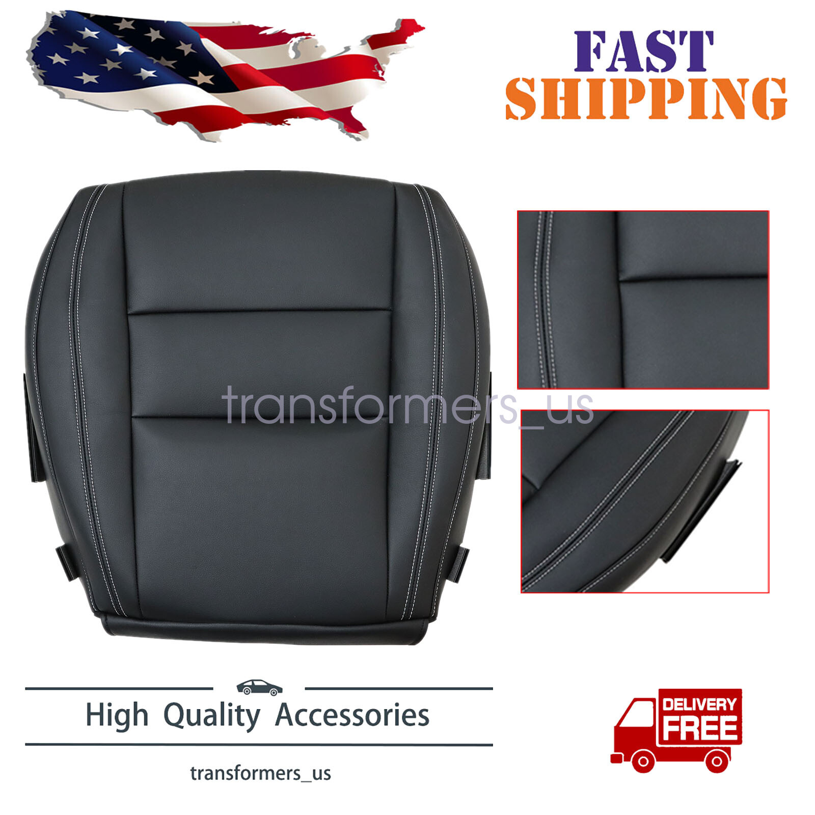 For Jeep Grand Cherokee 2011-2021 Driver Side Bottom Leather Seat Cover Black