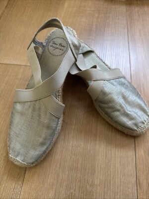 Toni Pons Origens Wedge Espadrilles Sz 37 Champagne Made In Spain