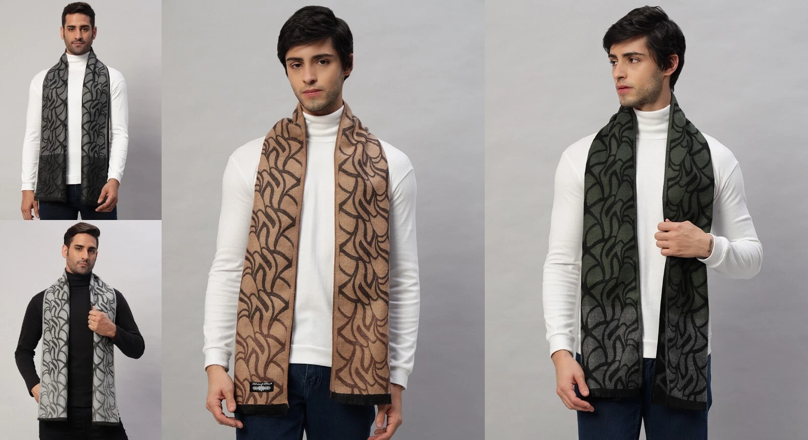 Mens Cashmere India Oversized Scarves Wool Scarf Shawl Wrap Abstract Scarves