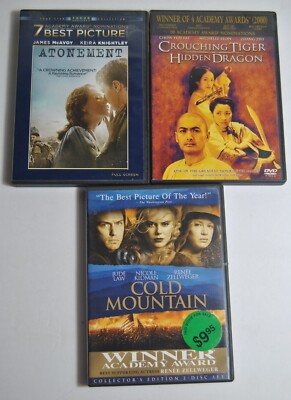 Lot of 3 Academy Award Movies DVD Atonement * Crouching Tiger * Cold Mountain 