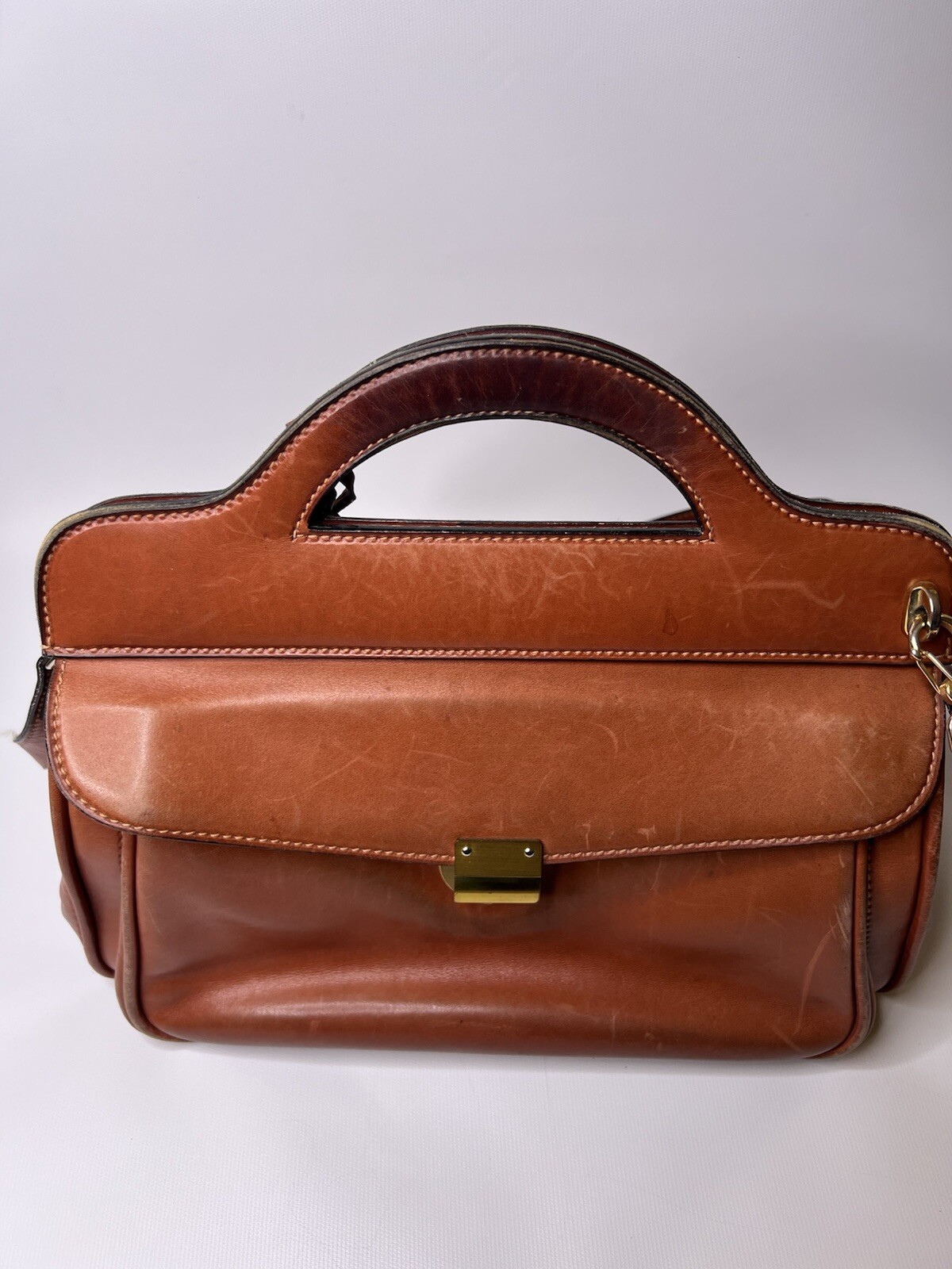 Rare Vintage Mark Cross Leather Handbag - Pre-Owned, USPS Shipped image 2