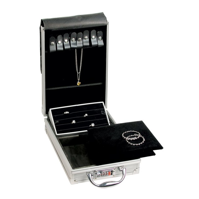 Aluminum Jewelry Attache Carrying Case w Combo Lock , 8 1/2" x 12" x 3