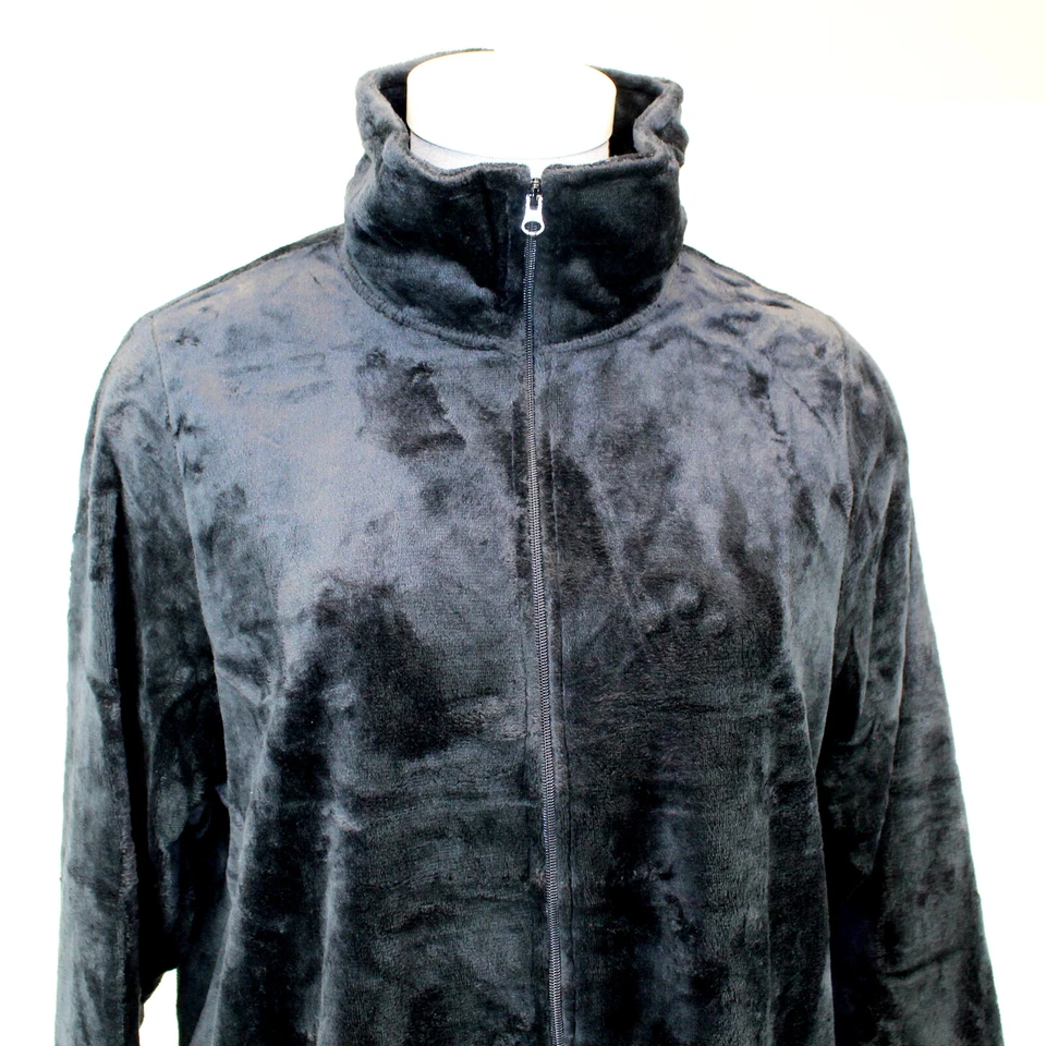 Cárdigan chaqueta de felpa mullida negra con cremallera talla grande Catherines 5X, 34/36 Foto 3 de 4