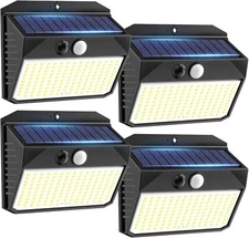 SEZAC Solar Lights Outdoor 150 LED, 4 Pack Solar Motion Sensor Outdoor Lights...