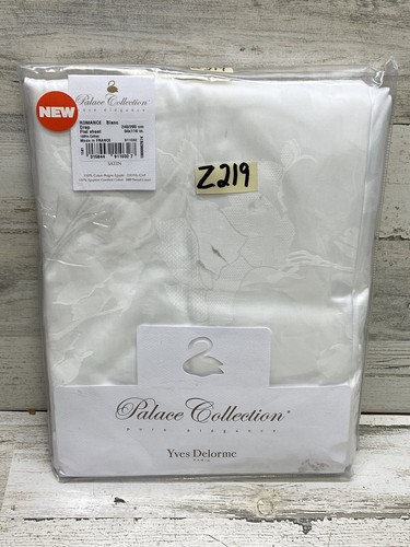Yves Delorme Palace Queen Flat Sheet 100% Cotton Sateen White New