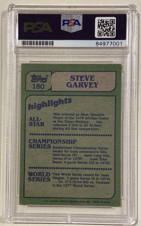 1982 Topps Steve Garvey Signed In Action Baseball Card PSA/DNA Certified Auto - Image 2 of 3