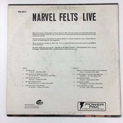 Narvel Felts Live LP Record Album Vinyl | eBay