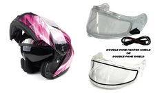 Modular Snowmobile Helmet Electric OR Dual  Shield Pink Adult DOT SNOW