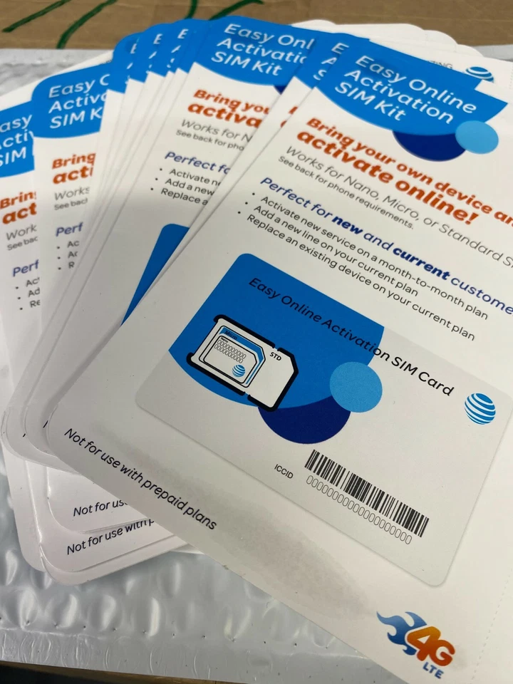 lot of 100 AT&T 5G Triple-cut Sim Card Activation Kit easy online activation!  - Image 3 of 4