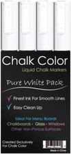 Roll over image to zoom in Chalk Color Markers White 4 Pack Liquid Ink Pens 3mm