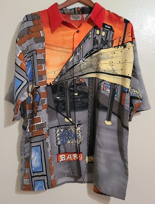 Vtg Up Ro's Train NYC Shirt Men 2XL Rap Hip Hop Graffiti 90s Rare All Over Print