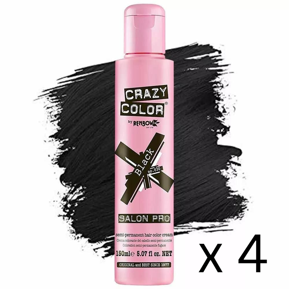 Crazy Color Pro 030 Черный - 150 мл / 5 унций - Упаковка из 4 штук