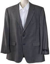 Jos A Bank Joseph Wool Silk Blend Gray Check Blazer Sport Coat Jacket 46L