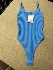 Miss Guided 2 Tone Contrast Rib Square Neck Bodysuit Size Medium BNWT