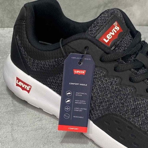 Tenis ligeras LEVI'S negras para hombre Delta tejidas suela gruesa transpirable talla 13 - Imagen 6 de 8