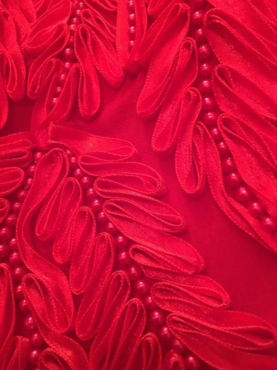 Vintage Red Beaded Full Length Dress with Bolero/Shru… Gem