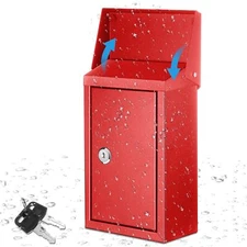 Metal Locking Mailbox Wall Mount Key Drop Mailbox for Outside Suggestion Box ...