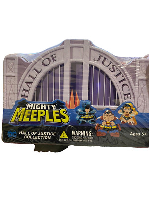 cryptozoic mighty meeples hall of justice tin set w/7 dc figures-new in ...