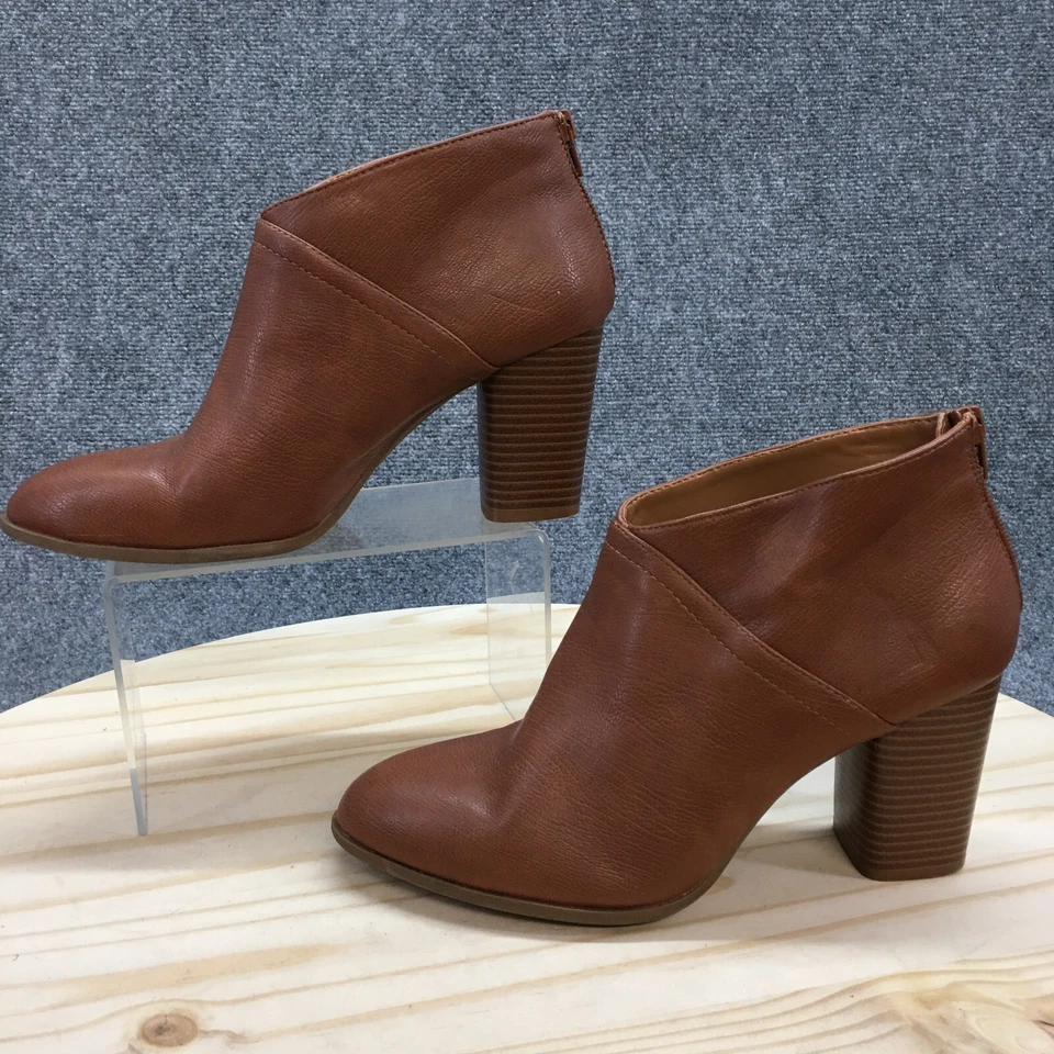 Style & Co Botas Mujer 10 M Monyaa Botines Tacones Cuero Marrón Cremallera Trasera Foto 2 de 4