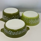 3 Pyrex Spring Blossom Green Crazy Daisy Casserole 471-B + 472-B + 473-B NO LIDS