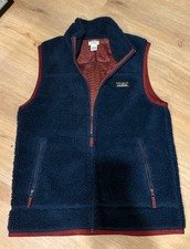 LL Bean Sherpa Vest Mens Medium Mountain Pile Fleece Full Zip Navy Never Worn   