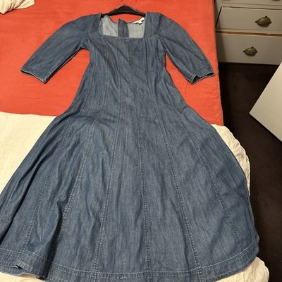 Marks & Spencer Womens Cotton Skater Midi Dress in Denim - M&S