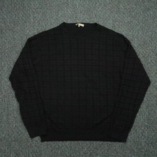 Burberry London Sweater Mens Large Black Merino Wool Pullover Crew Textured