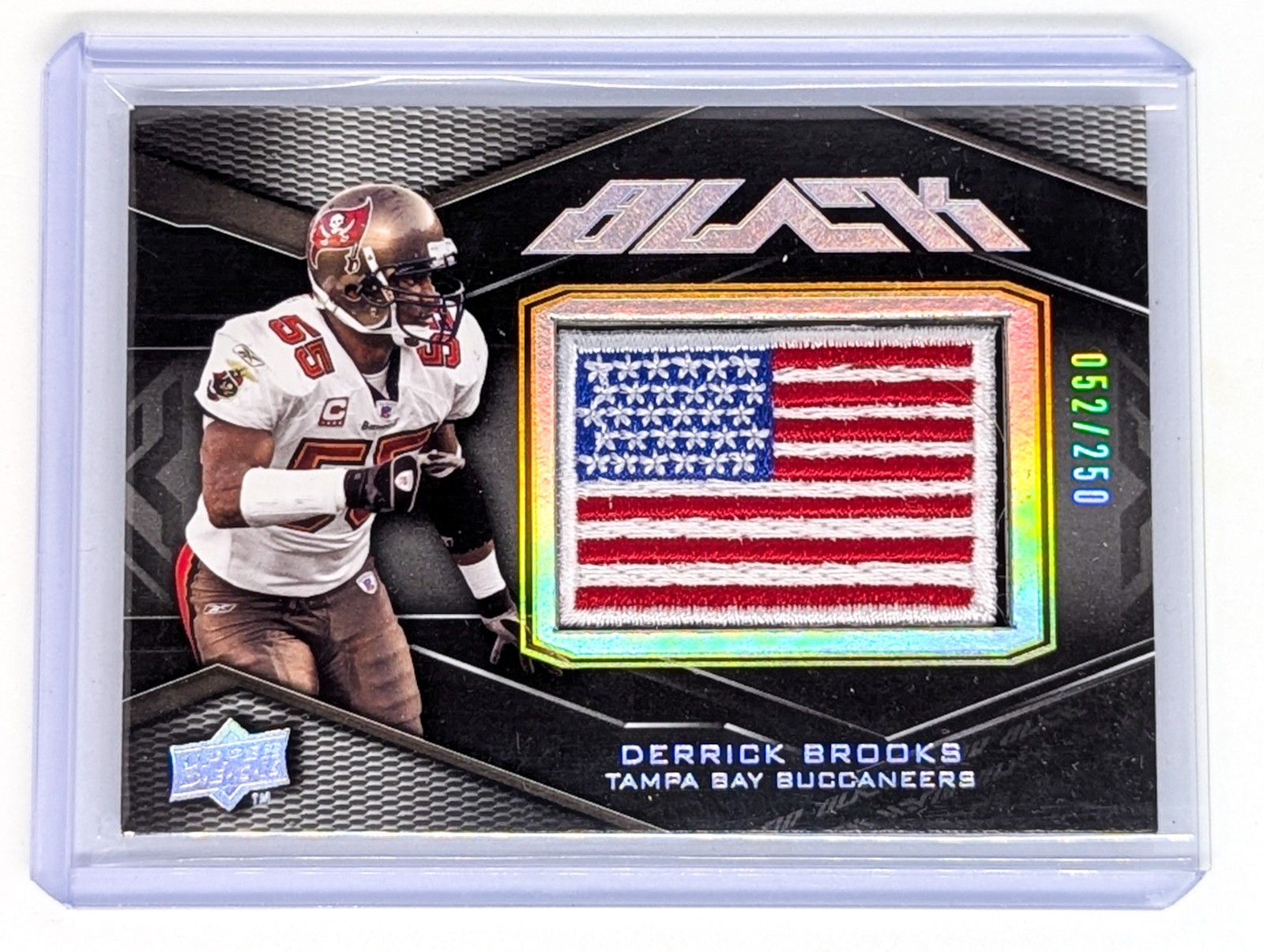 2009 UD Black #87 Derrick Brooks /250 Tampa Bay Buccaneers USA Flag 🇺🇸