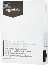 Multipurpose Copy Printer Paper, 20 Pound, White, 96 Brightness, 8.5 X 11 Inch,