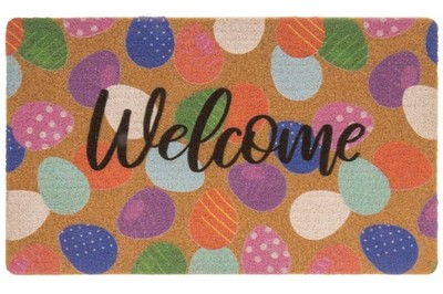 Spring-Easter-Weclome-Doormat Outdoor-Entrance - Faux-Coir Non-Slip Easter-Eg...