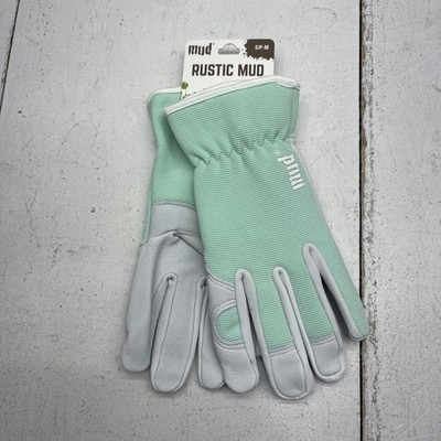 Mud Glove Rustic Mud Garden Gloves Medium Green Leather Palm Yard Work Tool