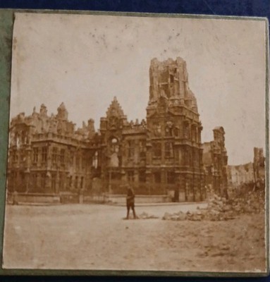 D62 Arras WW1 Ruins Of City Hall Bombing Antique Stereo Photo