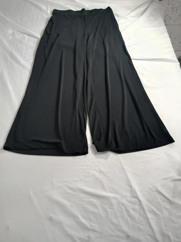Wide Leg Palazzo Pants Women's L Black Elastic Waist Pull On