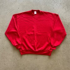 Vintage 90s Jerzees Blank Sweatshirt Size Large Red Crewneck USA Made