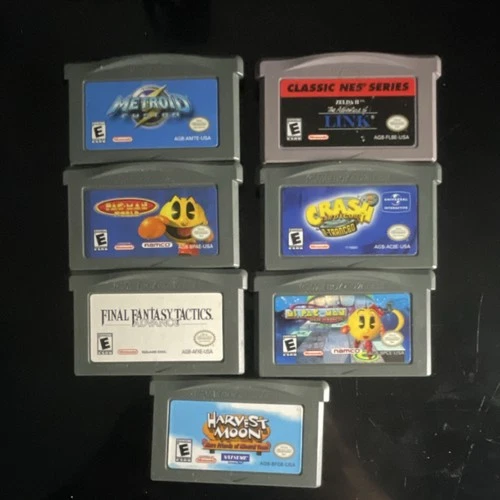 New ListingNintendo Game Boy Advance Lot Metroid Fusion, Zelda II, Pac-Man, Crash, Action