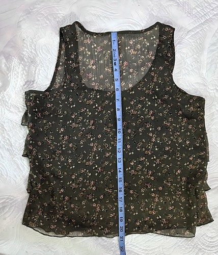 Top sin mangas Mossimo verde floral transparente en capas talla grande para mujer - Imagen 4 de 7