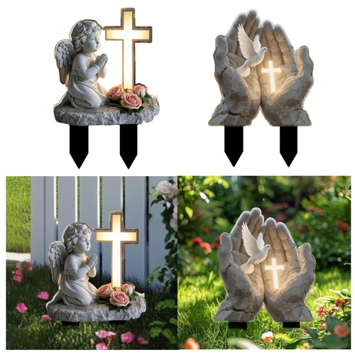 Decorative Cross Garden Stake Waterproof Acrylic Flat Decor for Lawn Outside