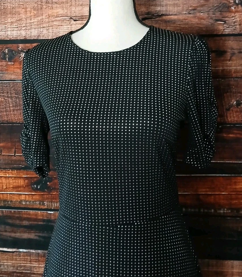 Michael Kors Dress Size S Black Silver Metallic Dot Swing - Image 4 of 4