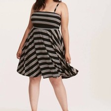 Torrid Striped Swing Dress Black Size 1 New NWT
