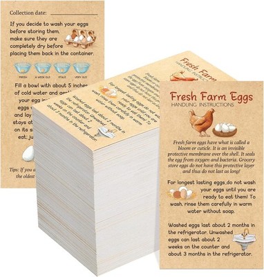 Fresh Farm Eggs Handling Instruction Cards 2 x 3.5'' 2 x 3.5 inches, White 