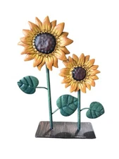 Metal Sunflower Picture Stand Photo Card Holder Country Rustic Farmhouse Table
