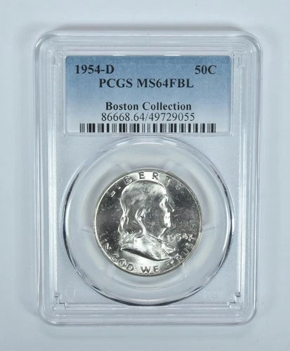 1954-D Franklin Half Dollar Boston Collection MS64 FBL PCGS Blue Label *7449