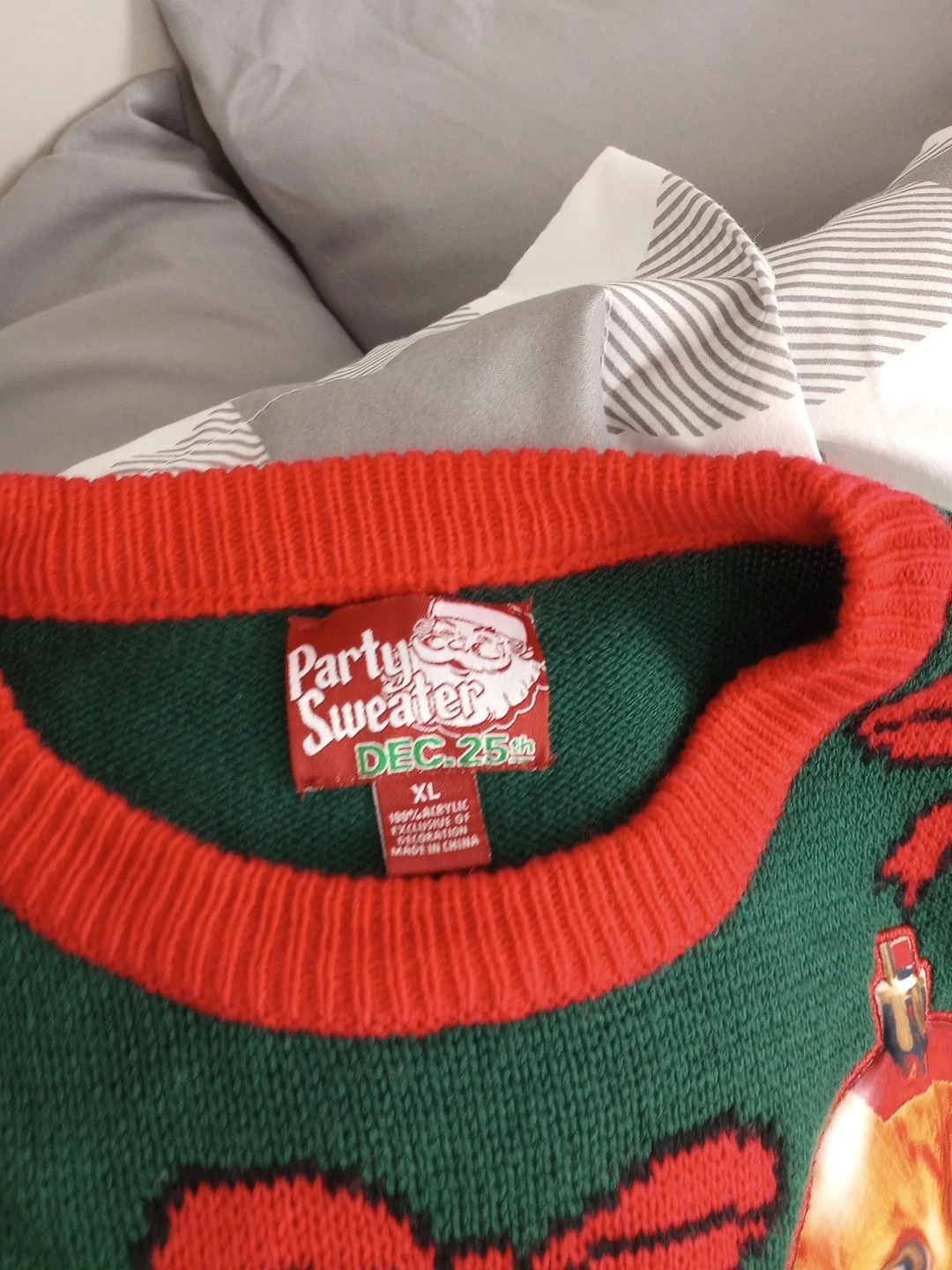 Adult Ugly Christmas Party Sweater Dec 25th Cats Ornaments Bows XL